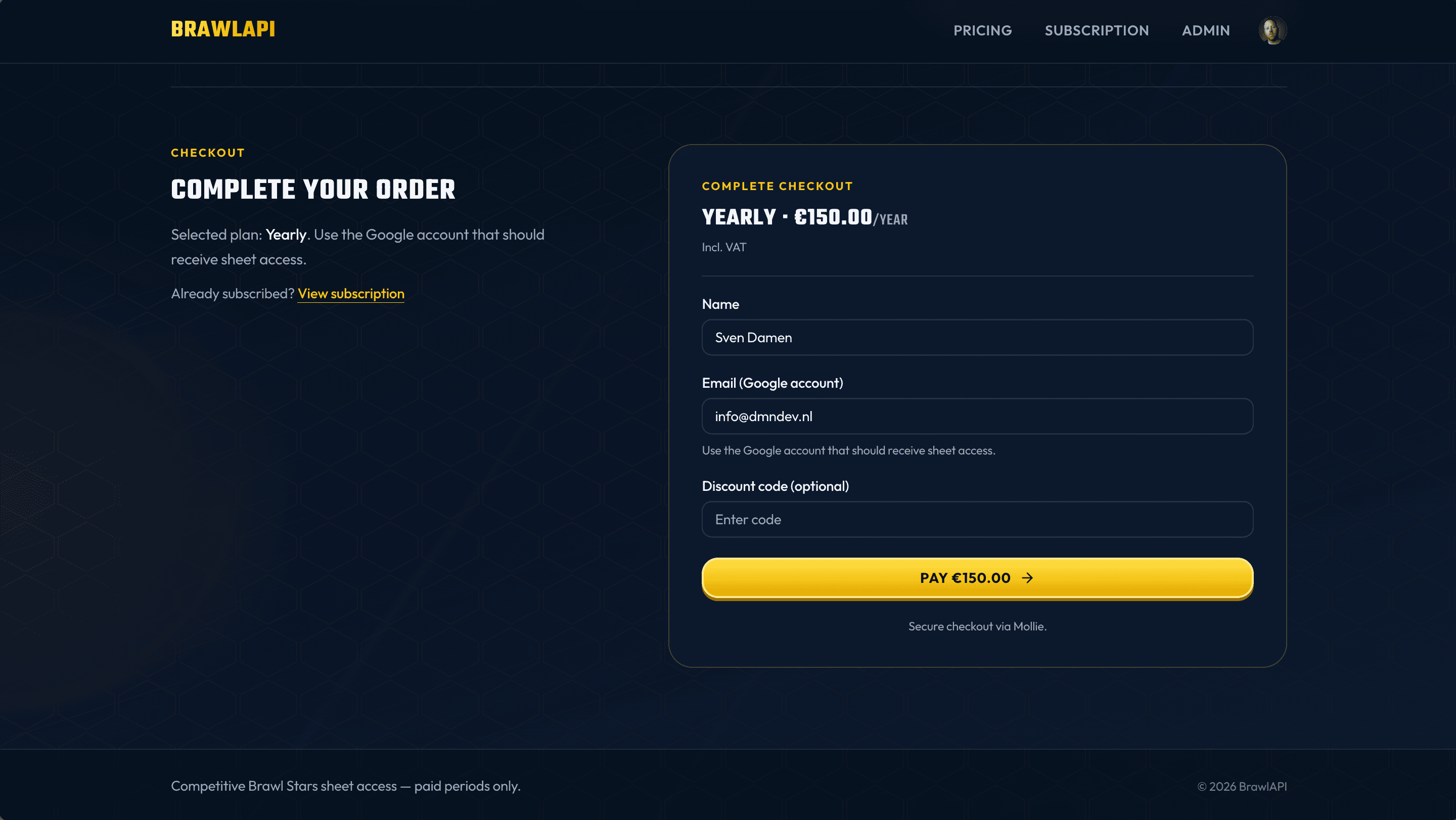 Payment BrawlAPI