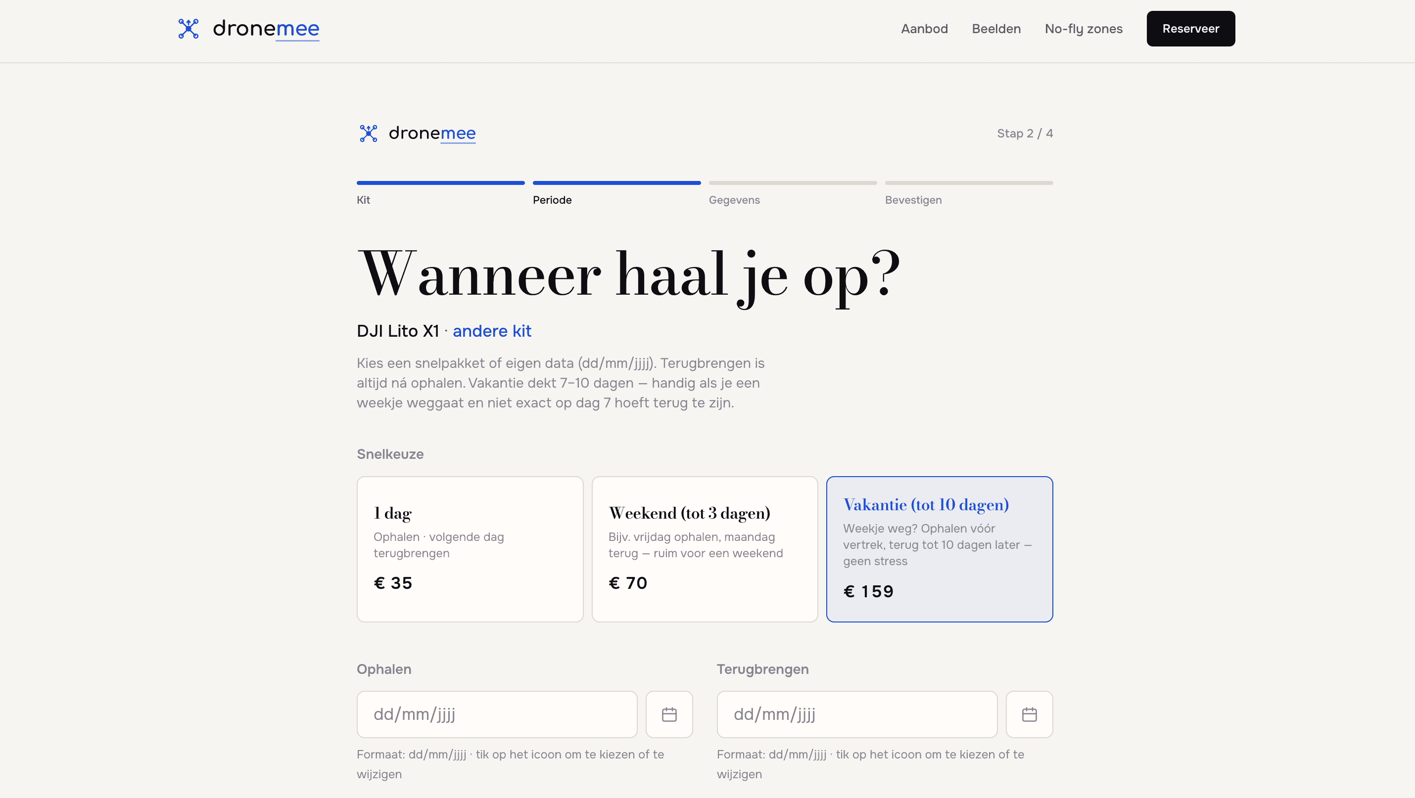 boekingspagina dronemee.nl
